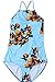 tengweng Women's High Neck Floral Printed Lace up One Piece Monokini Swimsuit Bikini M BK01