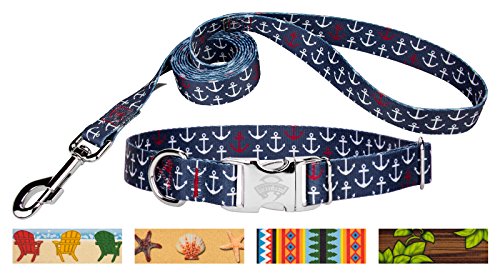 Country Brook Design Anchors Away Premium Dog Collar & Leash - Medium