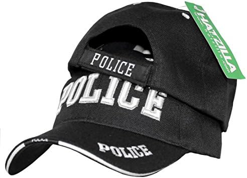 Police - Law Enforcement Units Uniform Style Baseball Cap Hat - Black - White 3D Embroidery,Breathe Holes, Button and Sandwich Brim