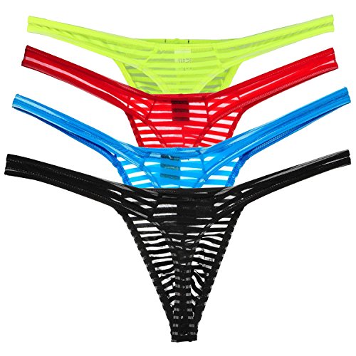 Onefit men s yellow nylon striped bullet isolated thong…