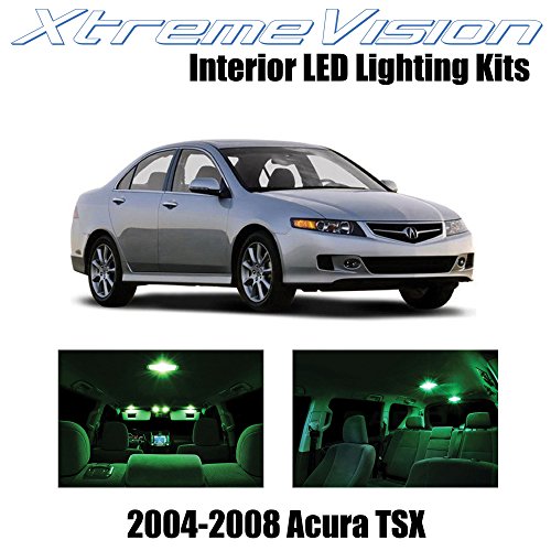 XtremeVision Acura TSX 2004-2008 (8 Pieces) Green Premium Interior LED Kit Package + Installation Tool