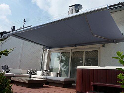 Prime Tech Elektrische Kassettenmarkise 500 x 300cm grau, Tuch anthrazit-grau – Bild 3