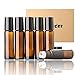 Aguder Essential Oils Roller Bottles, 6 Pack 10ml (1/3 oz) Amber Glass Roll on Bottle with Stainless Steel Roller Balls Useful for Aromatherapy Perfumes and Lip Balms