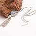Zealmer Simple Retro Silver Plated Long Chain Pendant Necklace Chain Tassels