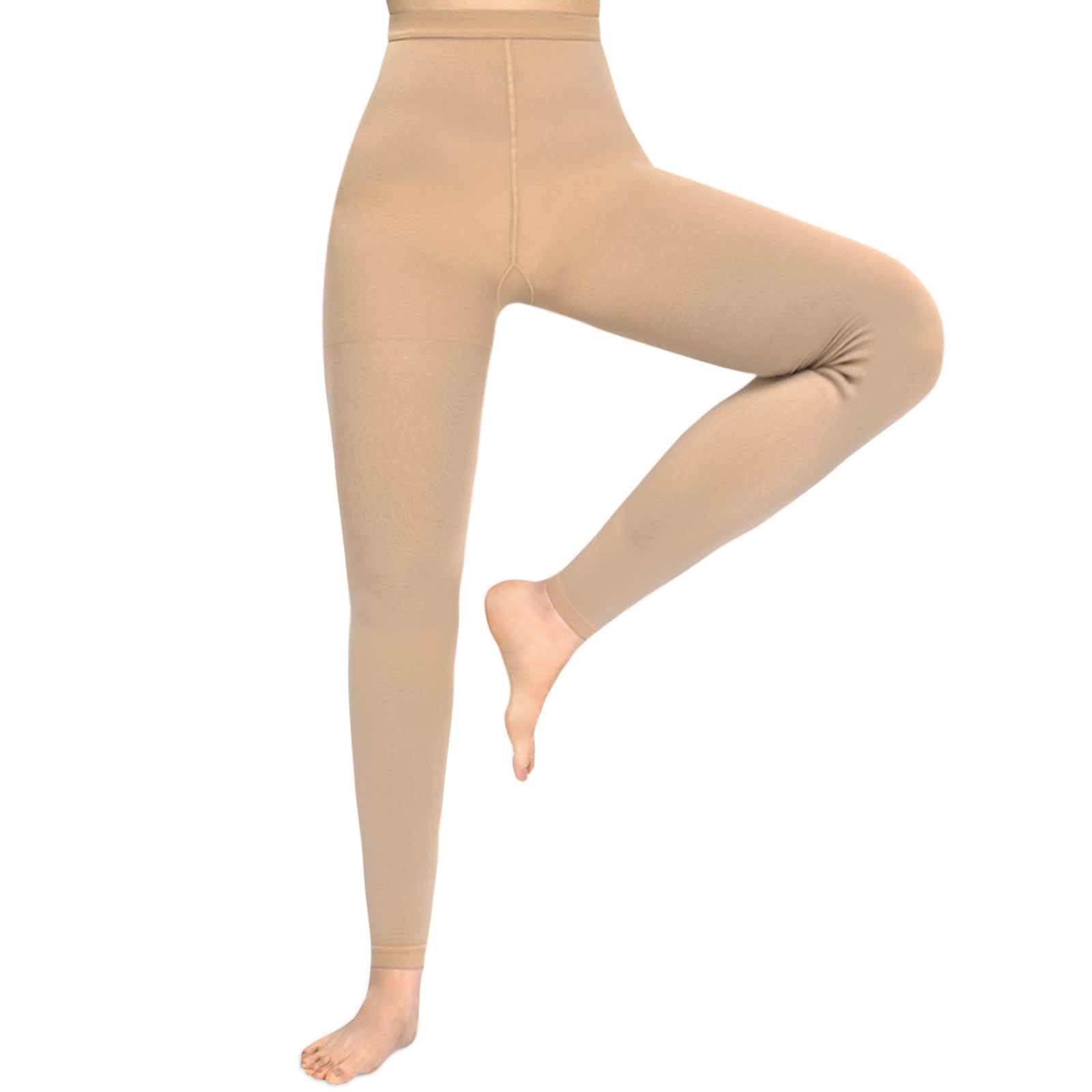 Evolyline Medical Compression Pantyhose for Women & Men 20-30mmHg, Footless Graduated Support Tights Compression Pantyhose Opaque, Compression Socks Stockings for Varicose Veins Edema Flight Nursing