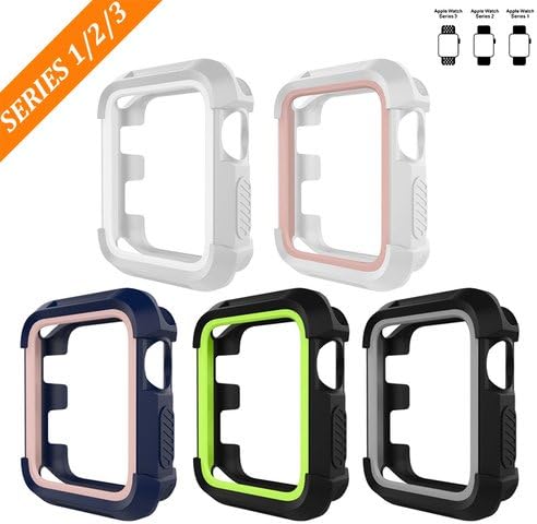 For Apple Watch Series 3 Accessories, BEPARTNER 5 Pack 42mm Apple Watch Series 3 Case, Rugged TPU Protective Case Cover Armour Screen Protector For Apple Watch Series 3 / 2 / 1