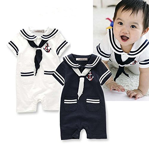 StylesILove Baby Boy Marine Sailor Costume Romper Onesie