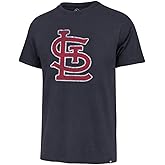 MLB Men's Distressed Imprint Match Team Color Primary Logo Word Mark T-Shirt (St Louis Cardinals Navy, Small)