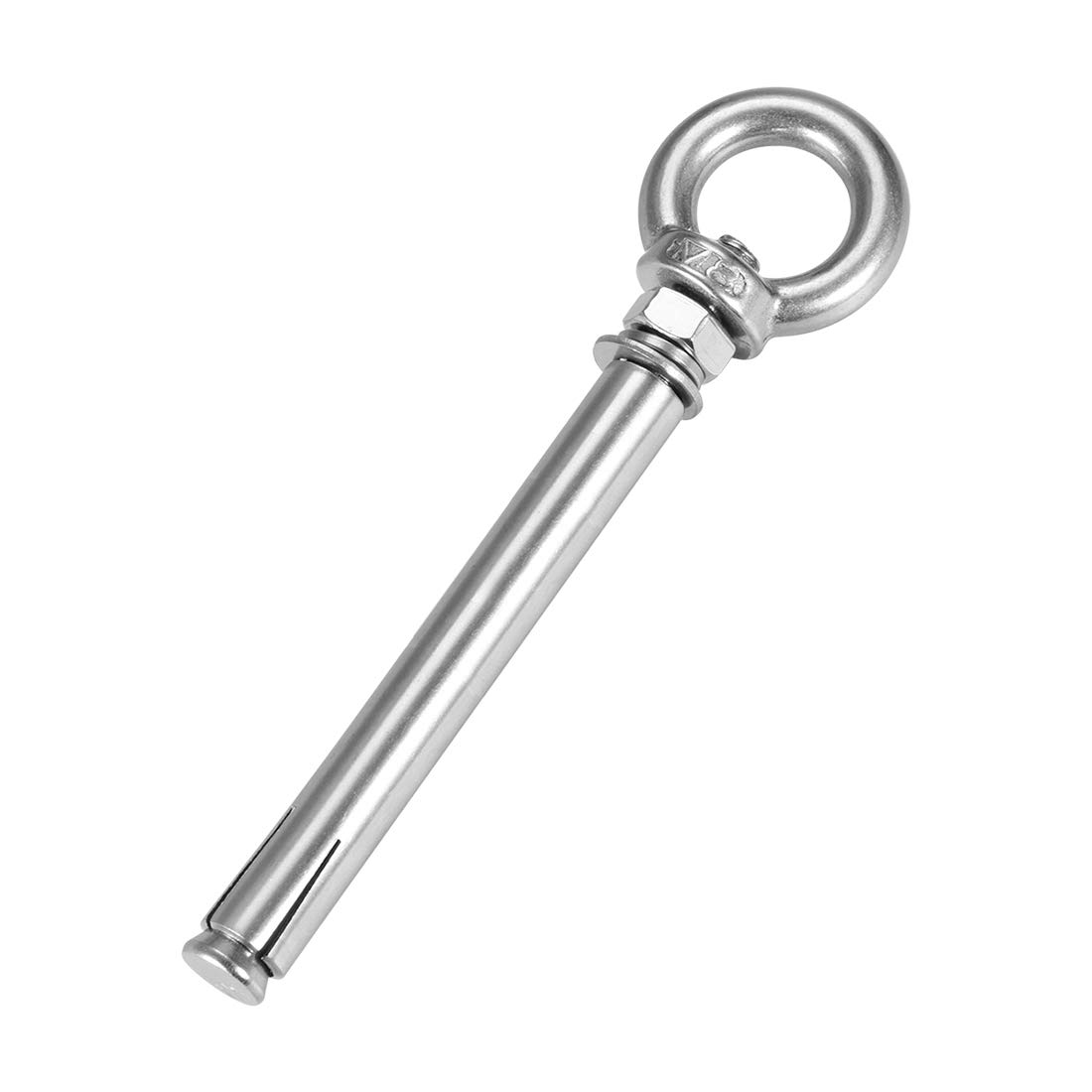 sourcing map M8 x 120 Expansion Eyebolt Eye Nut Screw with Ring 304 Stainless Steel Anchor Raw Bolts 1 Pcs