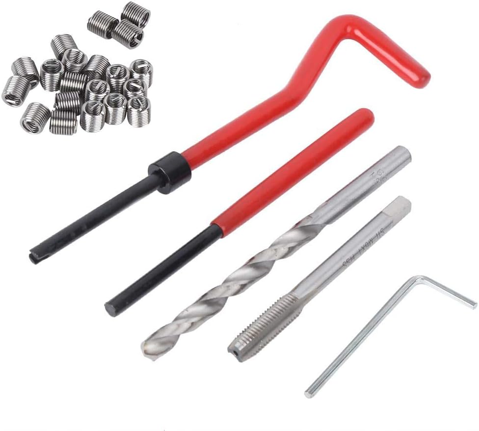 25Pcs Thread Repair Insert Kit M6 Damaged Threads Hand Tool with Thread Tap and Drill Bit for Auto Repairing: Home Improvement