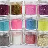 350buy 12 Color Glitter Powder Dust Nail Art Tips Jumbo Size