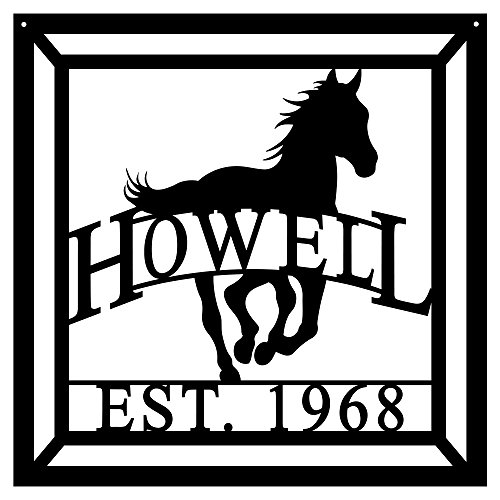 Personalized Horse Sign Aluminum Door Hanger Wall Fence Yard Sign Last Name & Date Established