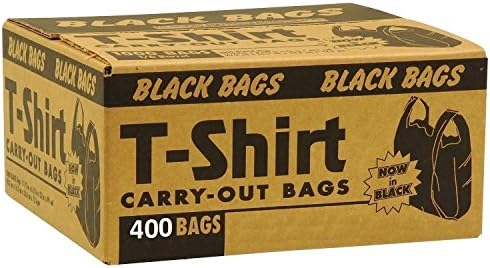 Box of 400 Count Black Large Plastic T-shirt Poly Bags "Thank you" 18 mic Durable for Retail Shopping