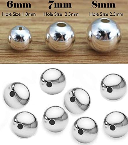 PlanetZia 6, 7 or 8mm Round Silver Plated Over Brass Beads for Jewelry Making TVT-SPJB (8mm 100pcs)