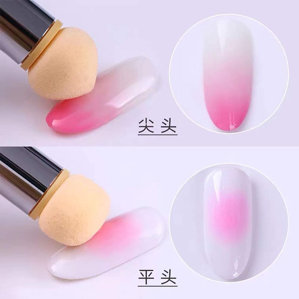 Nail Brush Sponge Nail Brush Picking Dotting Gradient Pen Brush Nail Art Tools with 4 Replacement Heads - Image 4
