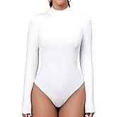UNTYHOTS Mock Turtle Neck Long Sleeve Bodysuits for Women Shirts Tops