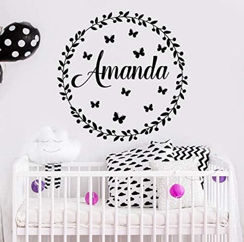 YANCONG Babys Wall Decal Personalized Name Wall Stickers Nursery Room Decoration Rustic Art Wall Mural Butterfly Wall Decal 47X47Cm