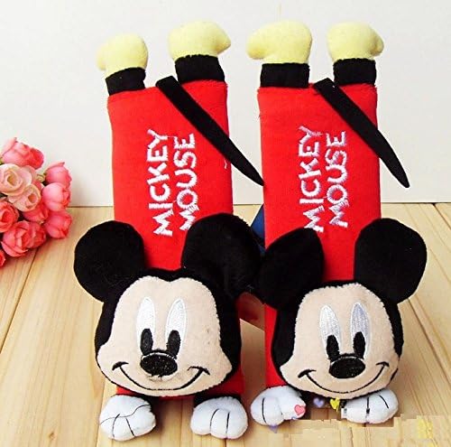 CJB Mickey Mouse Plush Seat Belt Cover Shoulder Pad Cushion Black Red (US Seller)