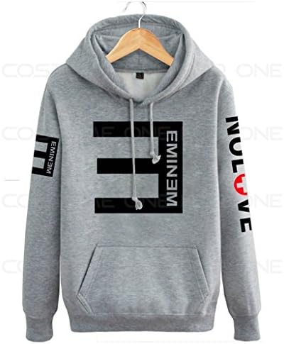New Hot Eminem Hip Hop Sweater Hoodie Hoody Jacket Coat Tops (Black, 2XL) (Gray, S)