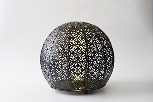 Designer Moroccan-inspired Exotic Metal Globe LED Light 23cm - Finished in an Authentic Aged-Bronze Shade – Cable-Free and Perfect Indoor Outdoor Mood Lighting For Your Home Office Bar Restaurant