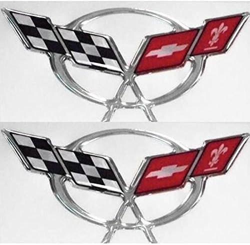 Eckler's 25-286874 - Corvette C5 Chrome 3D Domed Logo Decals 1.75" X .85"