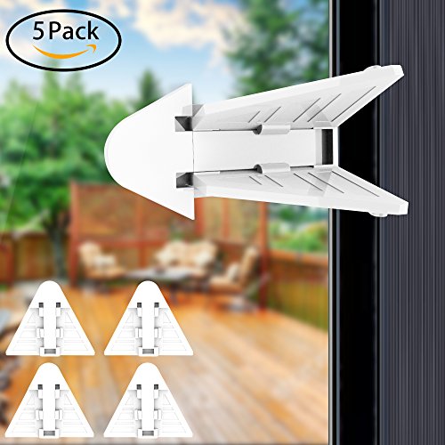 Sliding Door Locks for Baby Safety, 5 Packs Child Proofing Locks for Sliding Closet Patio Glass Windows Door Lock No Tools Needed Easy Installation - Thumbnail 7