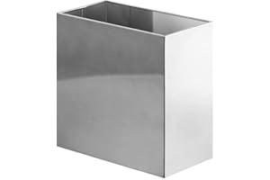 mDesign Small Steel Rectangular 2.4 Gallon/9.1 Liter Trash Can, Waste Basket for Bathroom, Bedroom, Home Office - Holds Garbage, Recycling, Household Items - Linn Collection - Chrome