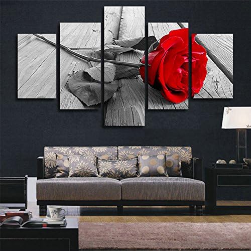 HtpArt 5 Piece Abstract Rose Modern Home Wall Decor Canvas Picture Art HD Print Painting Set of 5 Each Canvas Arts Unframed htp01 50 inch x30 inch