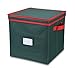 Primode Christmas Ornament Storage Box, 4 Individual Trays Xmas Storage Container, Fits 64 Ornaments Decoration Balls, Constructed of Durable 600D Oxford Material (Green)