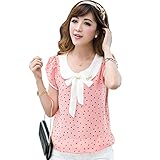 Zeagoo Women Ladies Chiffon Dot Doll Collar Long Sleeve Tops Blouse Shirt