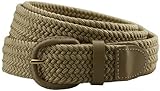 Braided Woven Elastic Stretch Belt With Matching Leather Covered Buckle (S(32