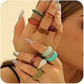 CIWEAI 10Pcs Chunky Resin Colorful Stack Statement Rings for Women Fashion Rainbow Stacked Knuckle Plastic Ring Trendy Cute Acrylic Stackable Jewelry Gifts