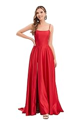 Women's satinprome Dress Long Train Side Slit Satin