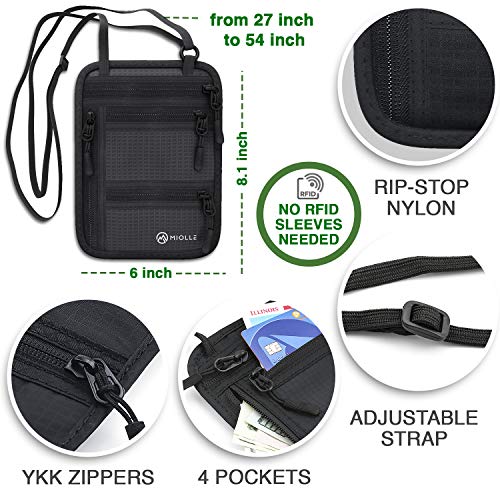 Neck Wallet Passport Holder Neck RFID Blocking Travel Pouch Travel Neck