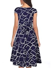 Vestido de fiesta informal con cuello en V y manga larga con cuello en V de mujer OTEN con bolsillos