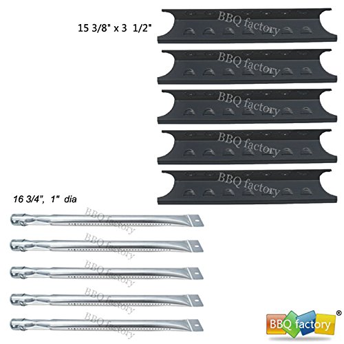 bbq factory Replacement Master Forge 3218LT ,3218LTN, L3218, 5 Burner Gas BBQ Grill Stainless Steel Burners, Porcelain Steel Heat Plates