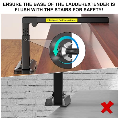 Nelyrho Heavy-Duty Foldable Ladder Extender Pro, High-Strength Steel, Non-Slip Stair Ladder Extension, 9.25–15.5" Adjustable Height, Fits 20" Ladder Feet Spacing