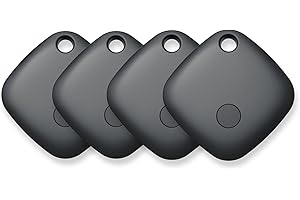 EMONAIR Air Tracker Tags-4 Pack, Bluetooth Tracker Works with Apple Find My APP (iOS Only, Not for Android), Keys Finder, Item Locator for Keys, Luggage, Backpack, Bags, Wallet, Replaceable Battery