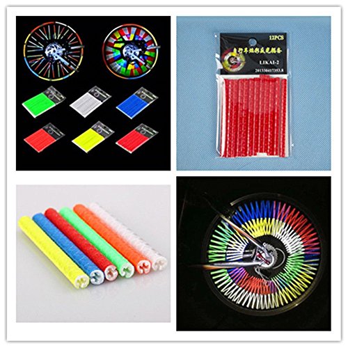 GOOTRADES 6 Sets/72pcs Bicycle Wheel Spoke Reflector Reflective Mount Clip Tube Warning Strip - Thumbnail 7