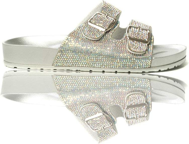 womens silver sliders