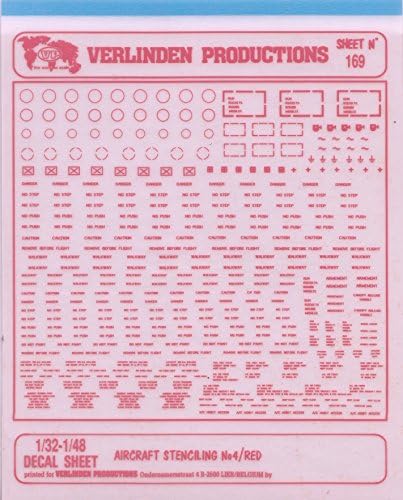 Verlinden VER00169 1:32-1:48 Dry Transfer - Aircraft Stencilling No.4 (Red) [Model KIT Accessory]