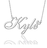 AOLO Kyle Heart Name Necklace Silver Stainless