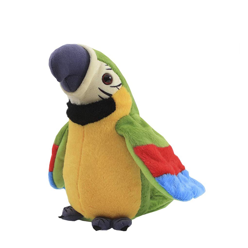 Moonlove Cute talking parrot toy record Interactive Plush toy repeat speaking parrot waving wings Funny plush bird Christmas Birthday Gift (Mix-Green)