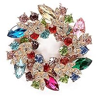 Yevison Brooch Women Corsage Crystal Flower Wedding Bridal Pin Men Dress Brooch Scarves Shawl Clip Bag Ornament Christmas Gift Colorful Durable and Useful