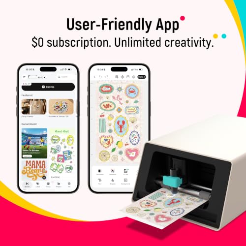 Liene PixCut S1 Inspire Kit - All-in-One Color Sticker Printer & Cutting Machine, Thermal Dye-Sublimation Photo Printer, 300 DPI, Color Label Maker with 180 Sheets (36 Photo + 144 Sticker Paper)