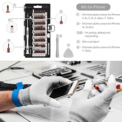 Syntus 63 in 1 Precision Screwdriver Set with 57 Bit Magnetic Screwdriver Kit Electronics Repair Tool Kit for iPhone, Tablet, Macbook, Xbox, Cellphone, PC, Game Console, Black