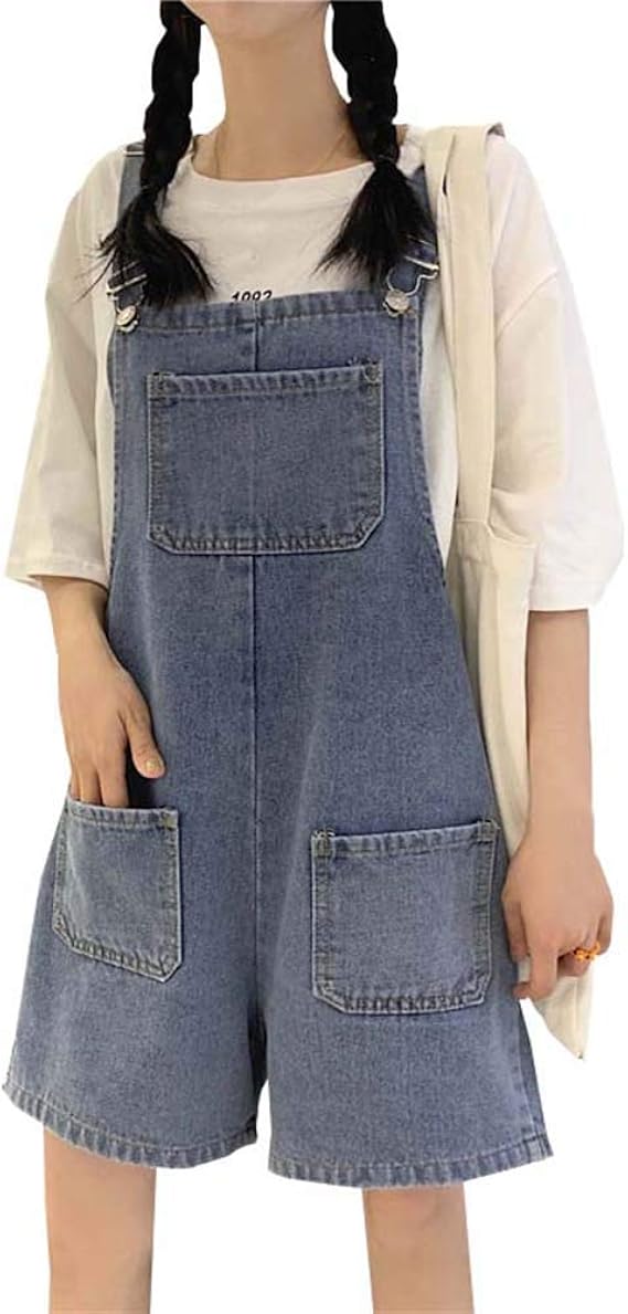 Amazon Mlboss サロペット 短パン レディース ゆったり オーバーオールショートパンツ夏ハーフパンツオールインワンファッションデニム短パン原宿系 通学 オールインワン 通販