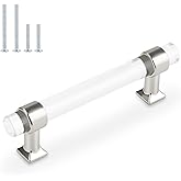 Orger Acrylic Cabinet Handles 5 Pack Modern Cabinet Hardware Clear Dresser Pulls 4 Inch Center to Center Clear Cabinet Pulls Polished Chrome for Kitchen Handles