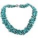 SUNYIK Green Howlite Turquoise Tumbled Stone Bib Necklace Collar Choker Strands 17.5 inches