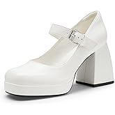 DREAM PAIRS Women's High Chunky Platform Closed Toe Mary Jane Block Heels Square Toe Strappy Dress Wedding Party Pumps Shoes